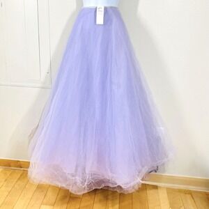 NWT Vintage Ralph Lauren Tulle Netting Skirt Size Large Purple Voluminous Maxi